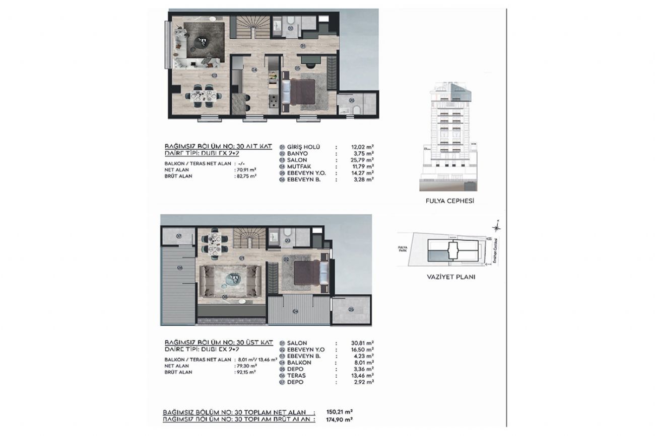 Roof 2 Floor Plans, Real Estate, Property, Turkey