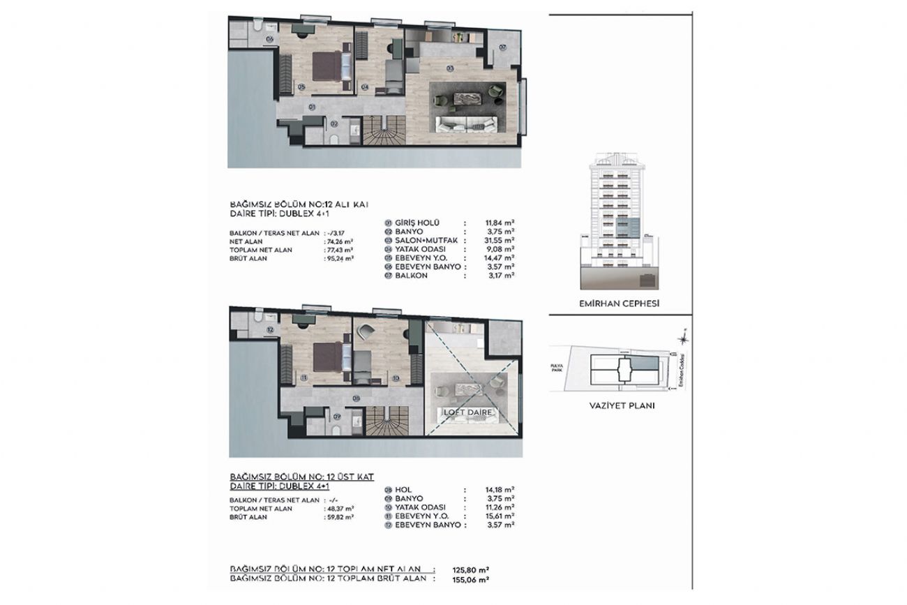 Roof 2 Floor Plans, Real Estate, Property, Turkey