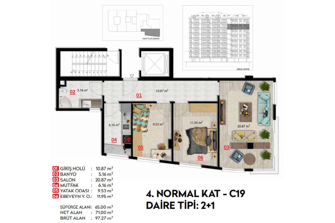 Roof 3 Floor Plans, Real Estate, Property, Turkey