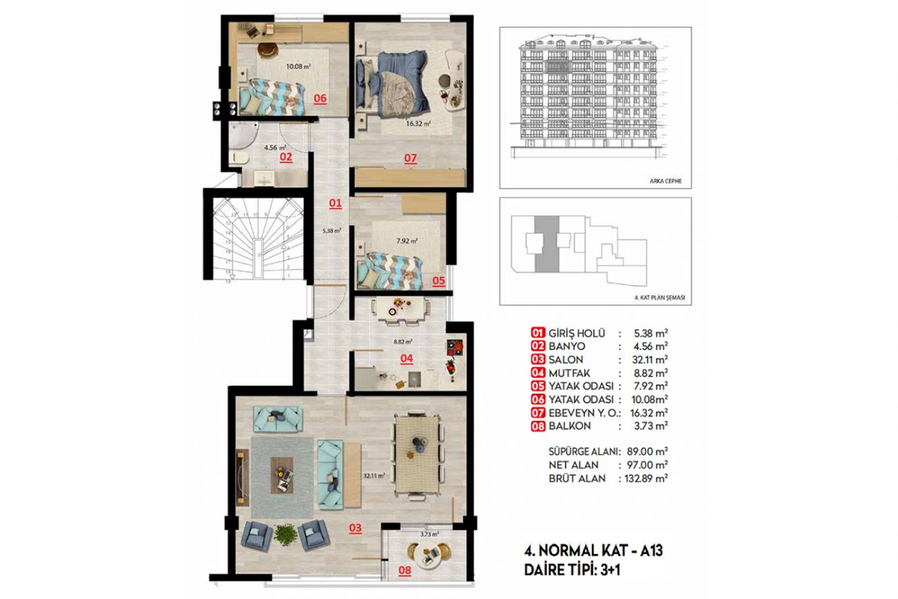 Roof 3 Floor Plans, Real Estate, Property, Turkey