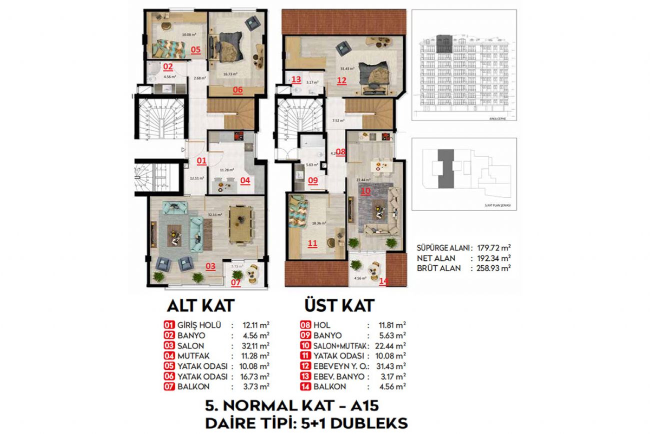 Roof 3 Floor Plans, Real Estate, Property, Turkey